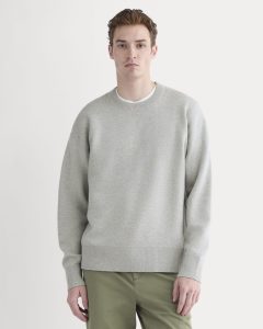 Luxe Merino Double-Knit Sweater |  Heathered Grey