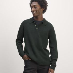 The Classic Polo in Luxe Merino | Heather Scarab Green