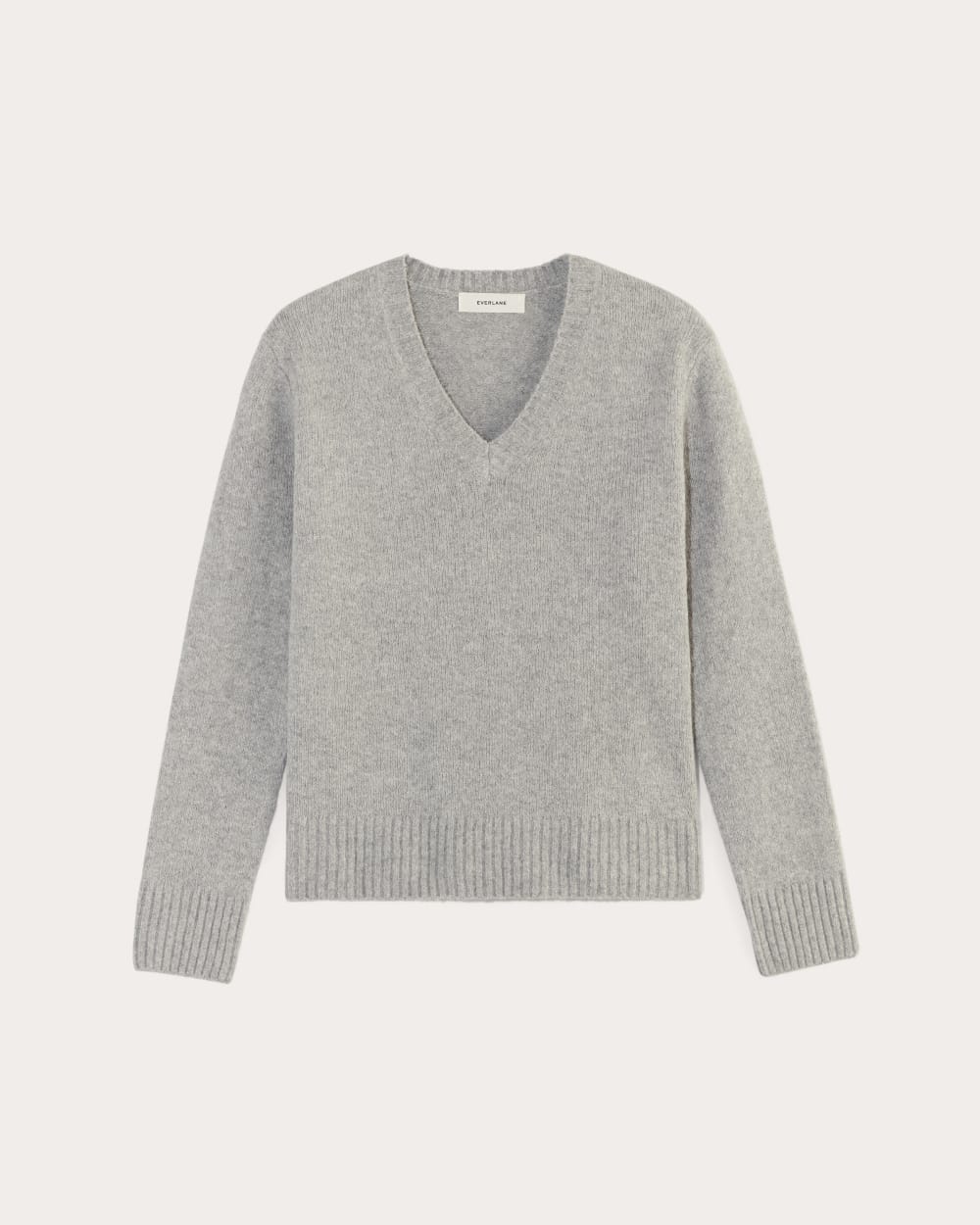 The V-Neck Sweater in Plush Cotton | Heathered Grey - Image 2