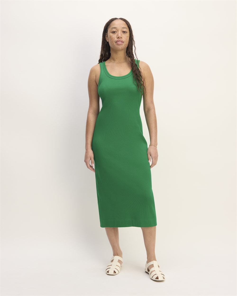 The '90s Rib Dress | Grass Green