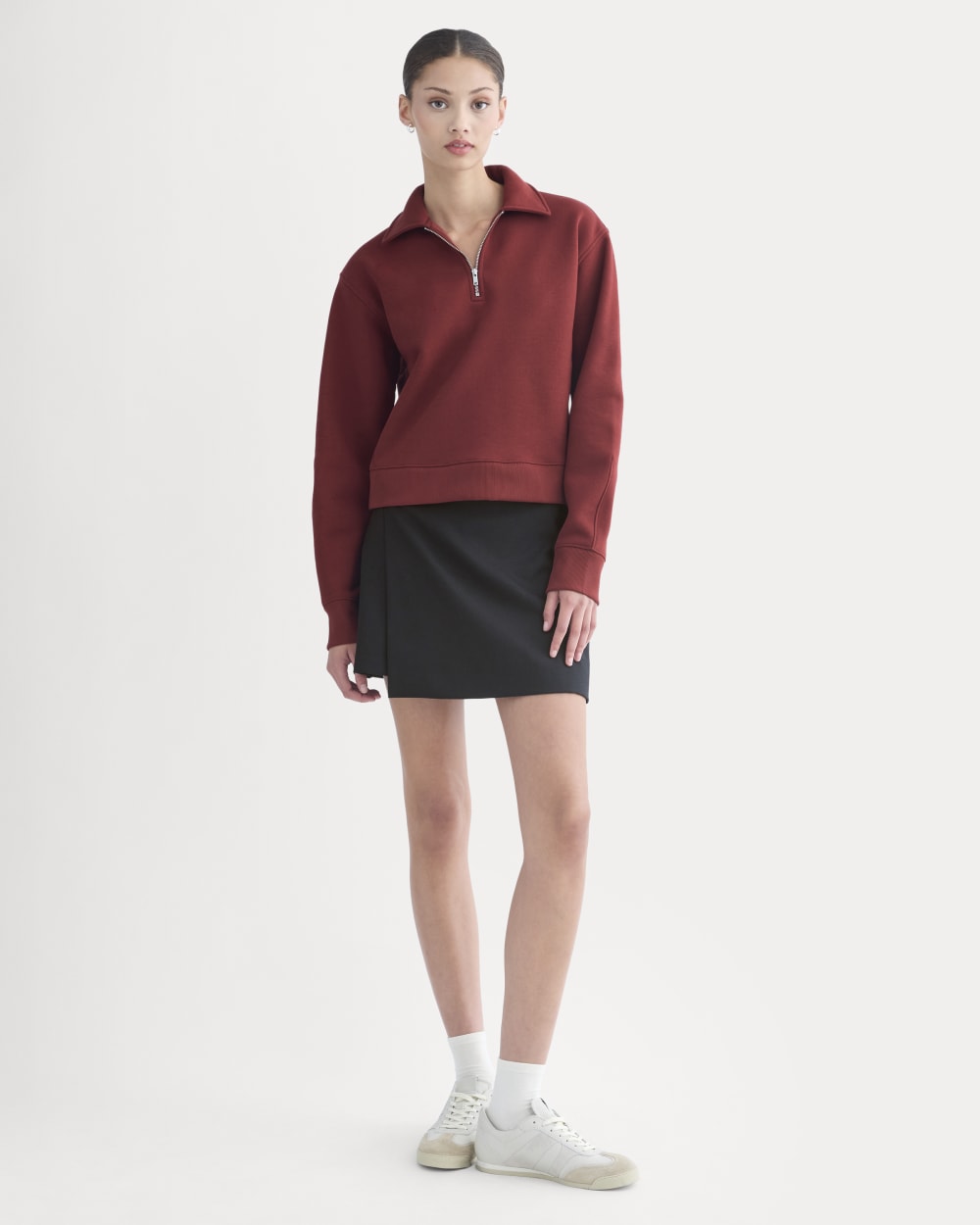 Luxe Fleece Zip Polo | Merlot - Image 3