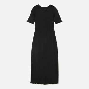 The Open Back Rib Dress | Black