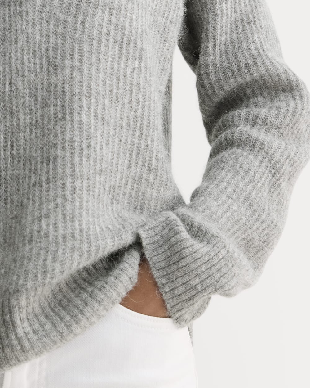 The Oversized Polo in Alpaca | Heather Stone Grey - Image 5