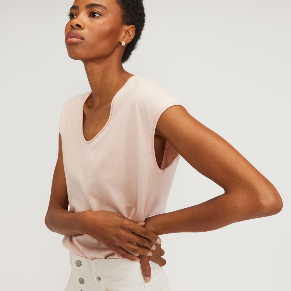 The Hemp Scoop-Neck Muscle Tee | Petal Pink - Image 4