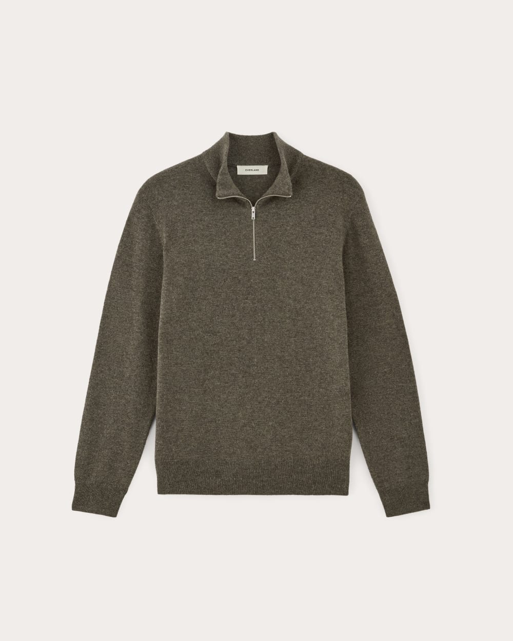 The Quarter-Zip in Cashmere | Heathered Army Green - Image 2