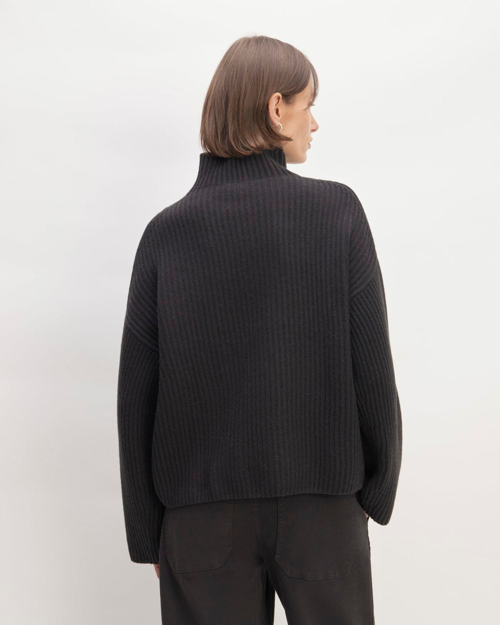 The Felted Merino Funnel-Neck Pullover | Black - Image 5
