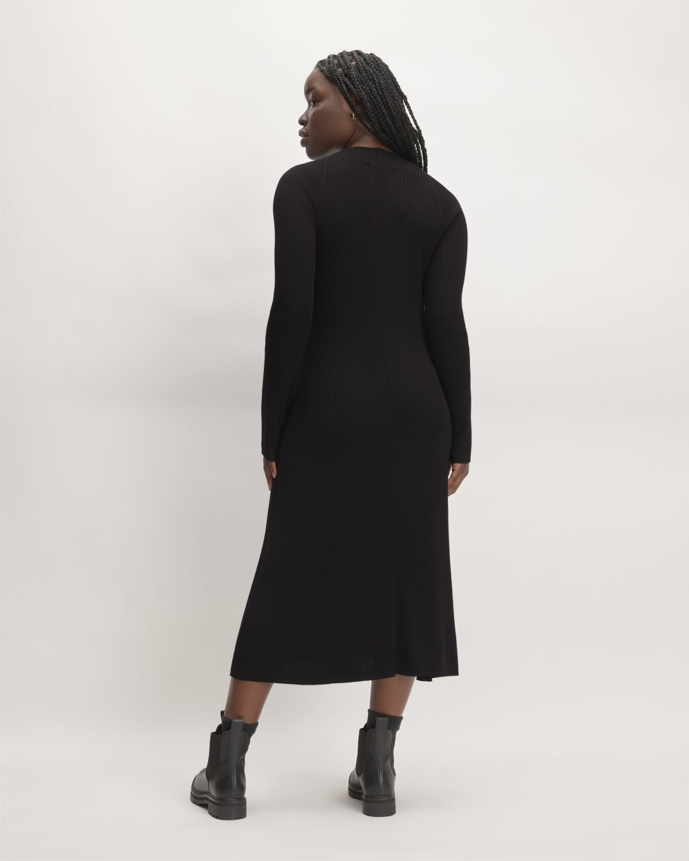 The Ribbed Mock Neck Midi Dress | Black - Image 6