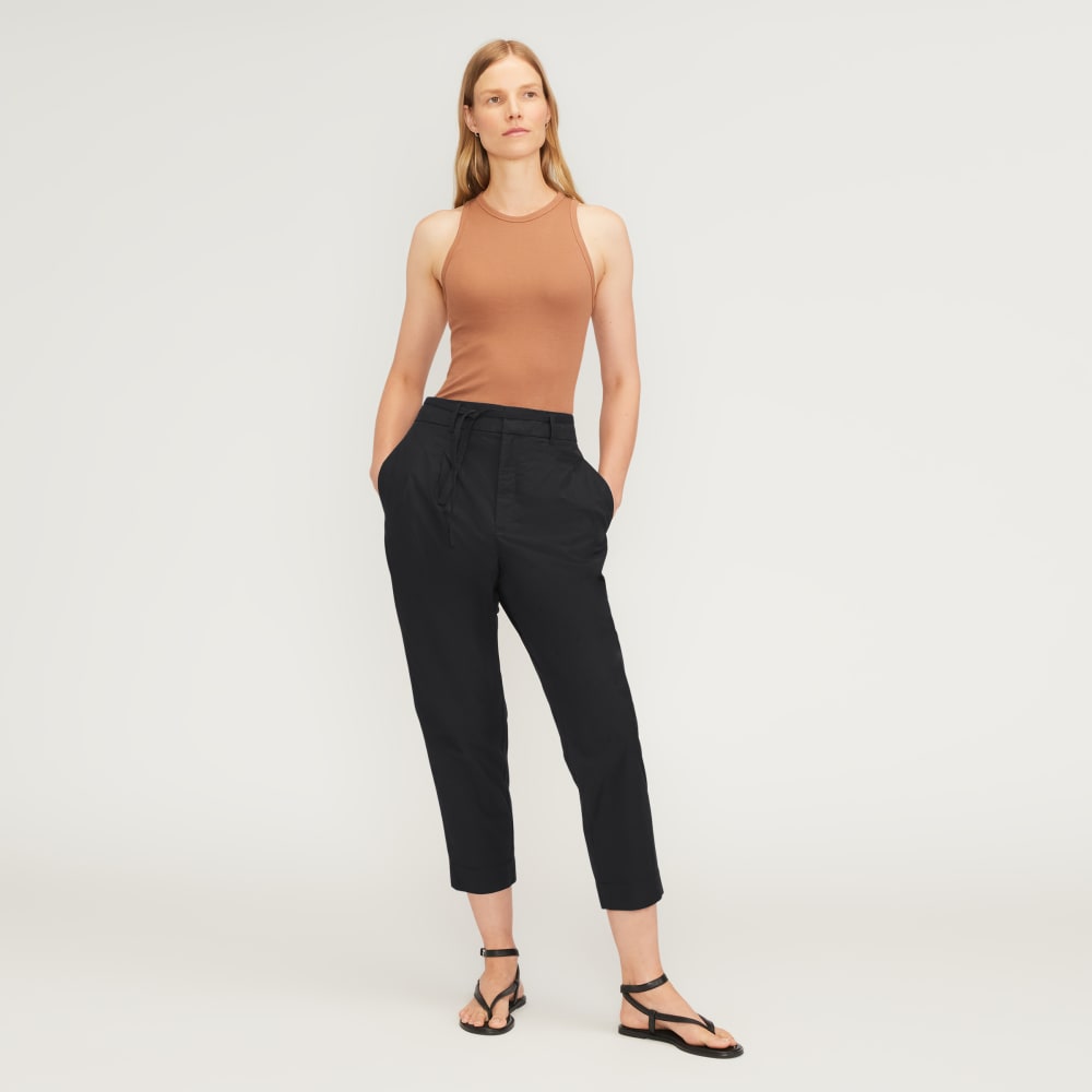 The Poplin Pleated Taper Pant | Black - Image 3