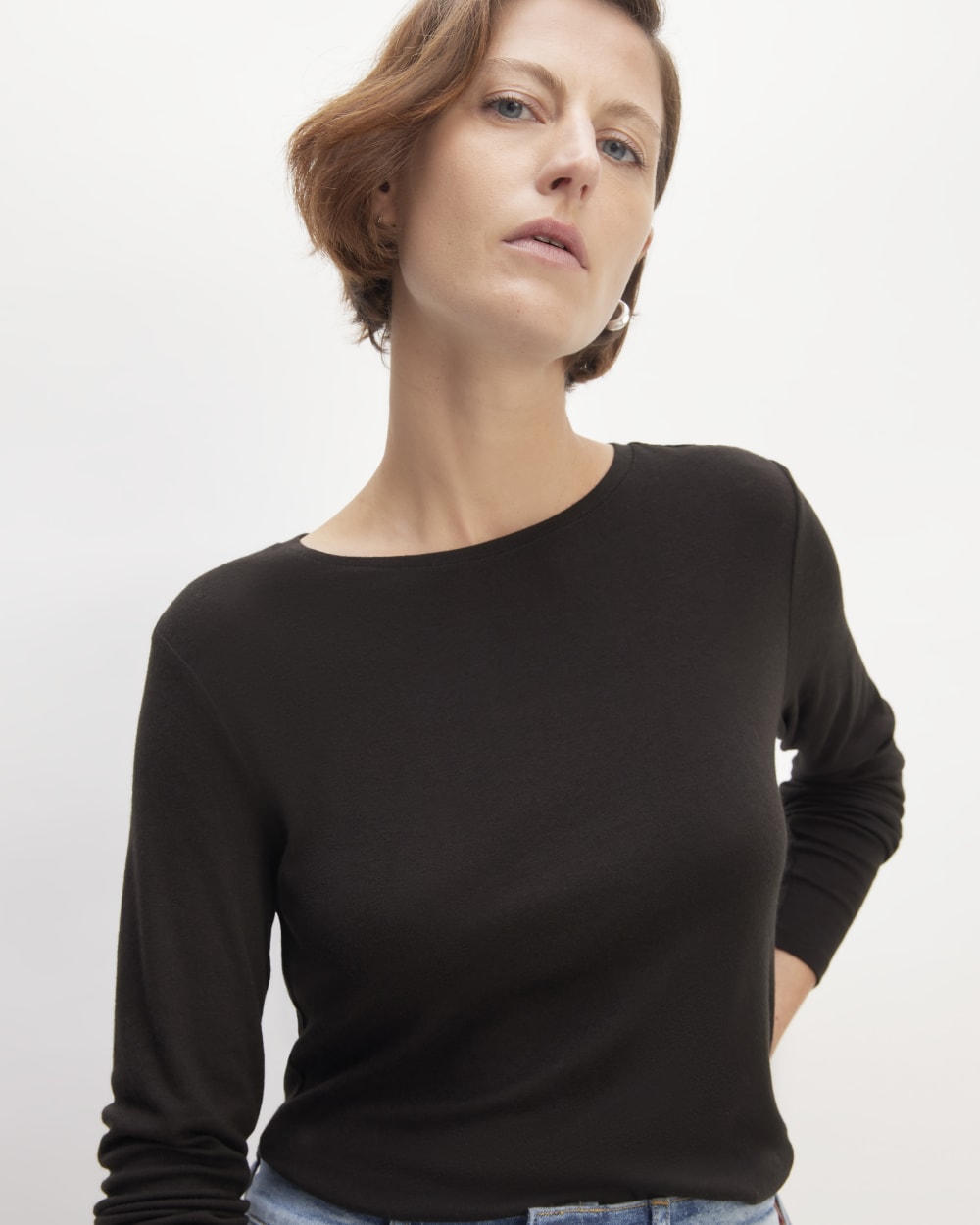 The Long-Sleeve Tee in Butterluxe | Black - Image 3