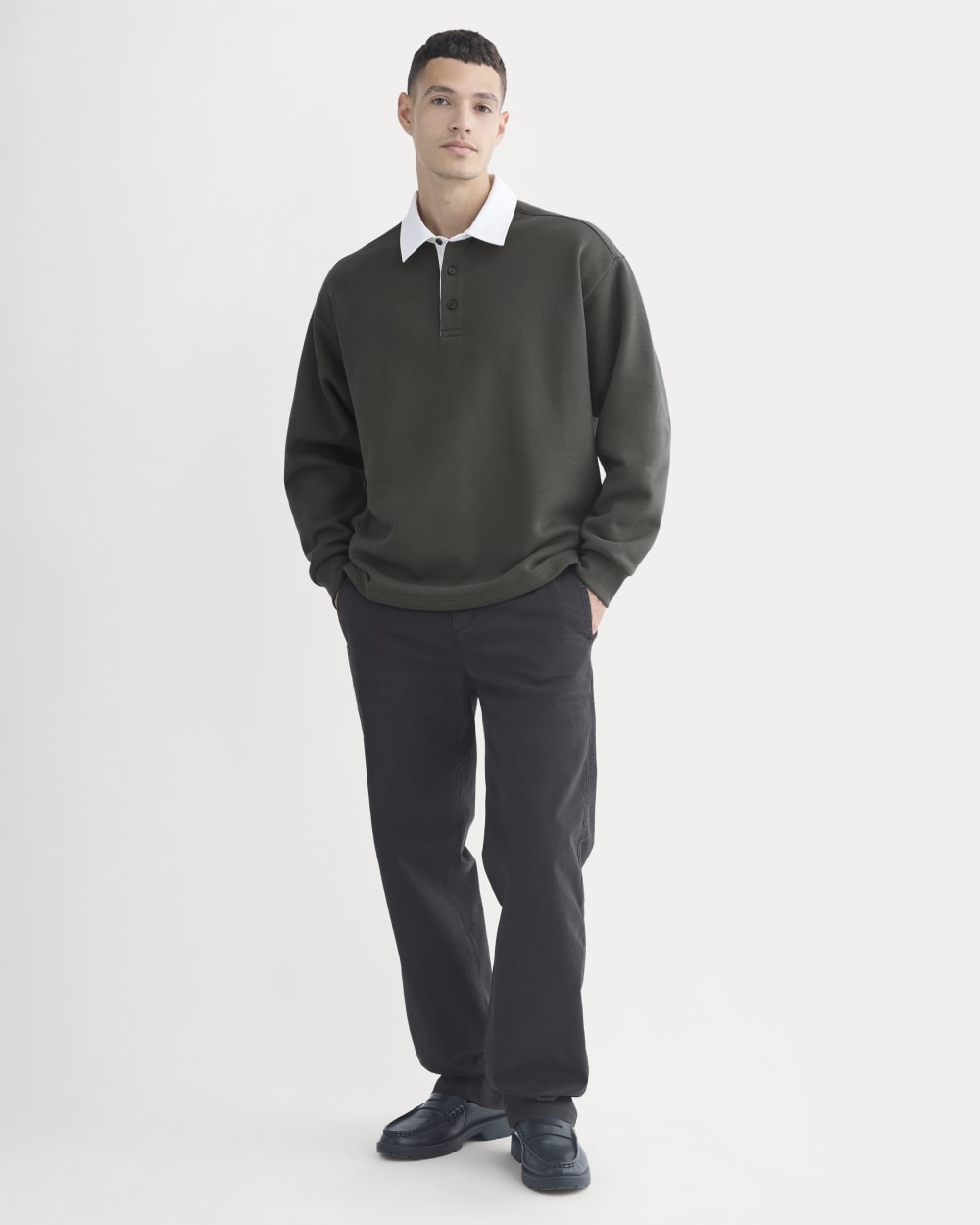 Luxe Fleece Rugby Polo | Washed Black - Image 3