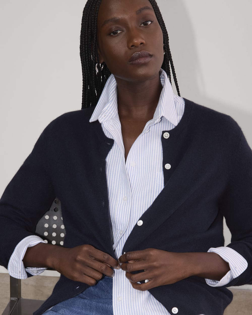 The Classic Cardigan in Cashmere | Navy - Image 4