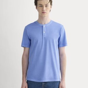 The Essential Organic Garment-Dyed Henley | Granada Sky Blue Garment Dye