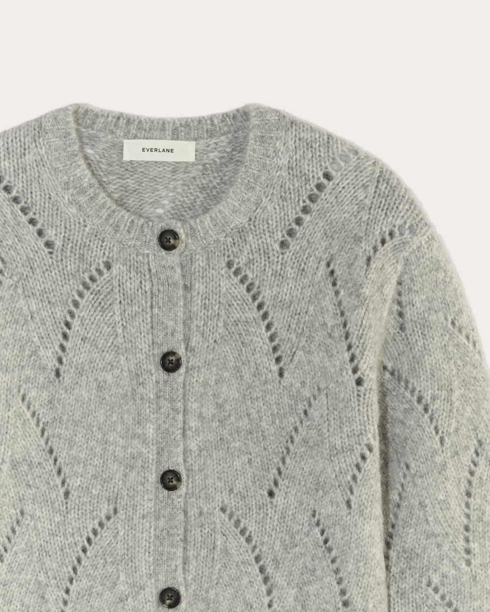 The Pointelle Cardigan in Cloud | Heather Grey - Image 6