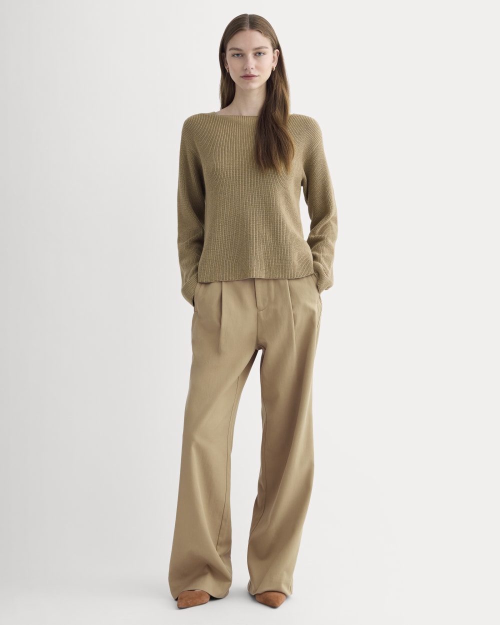The Boatneck Top in Everyday Cotton | Dark Heathered Camel - Image 3