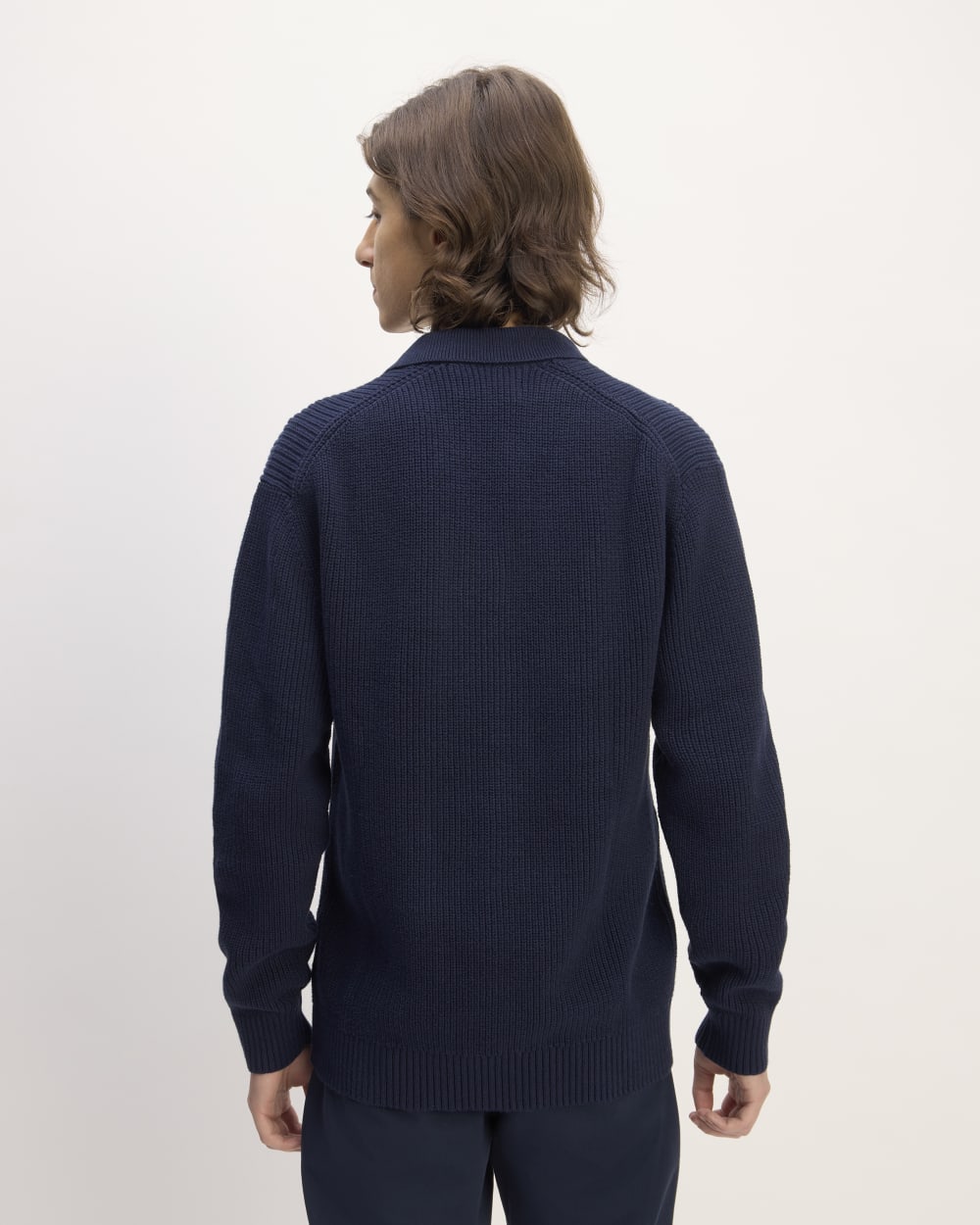 The Cotton Chunky Rib Polo | Navy - Image 6