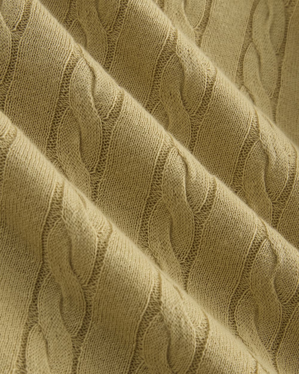 The Cable V-Neck in Cotton Cashmere | Classic Khaki - Image 6