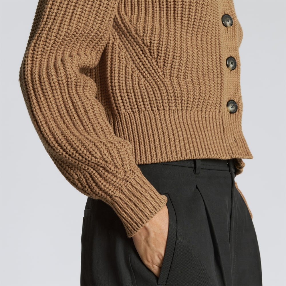 The Texture Cotton Cardigan | Cappuccino - Image 4