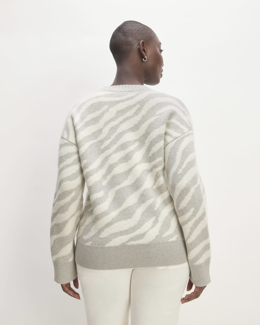 The Alpaca Tiger Jacquard Crewneck | Heathered Grey / Snow - Image 6