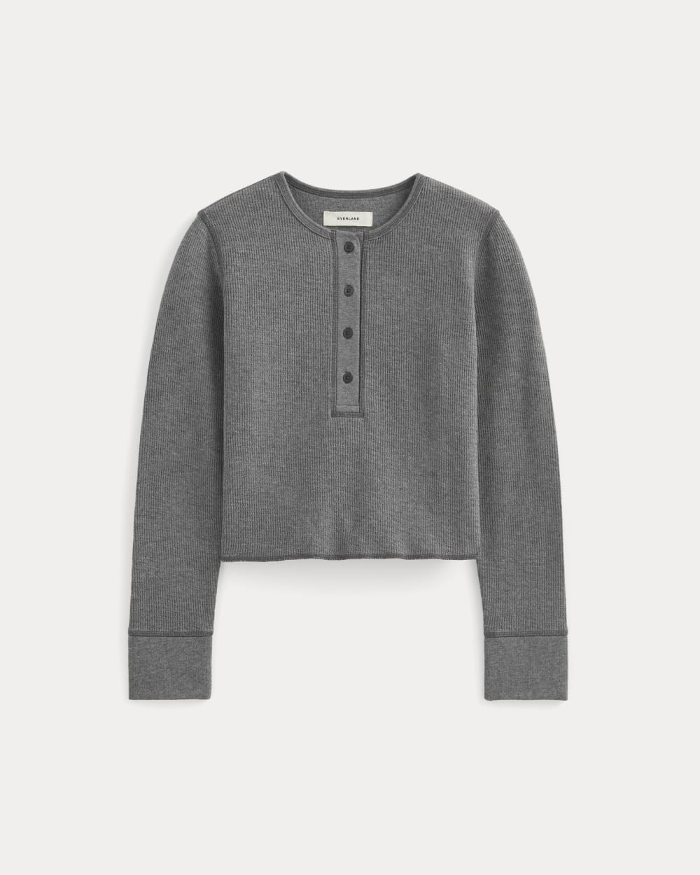 Boxy Henley in Cozy Waffle | Heathered Charcoal - Image 2