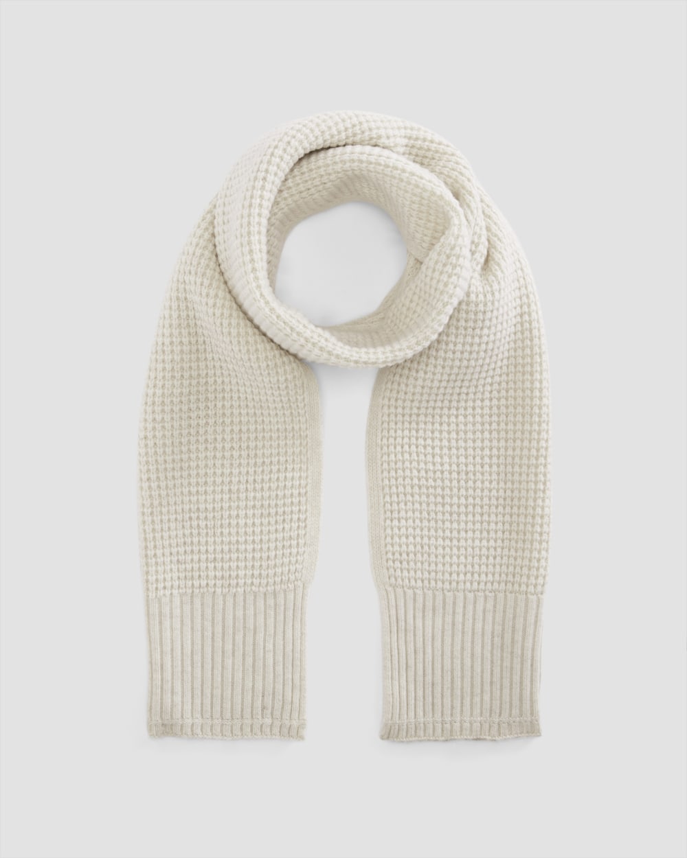 The Felted Merino Waffle-Knit Scarf | Heathered Oat - Image 4