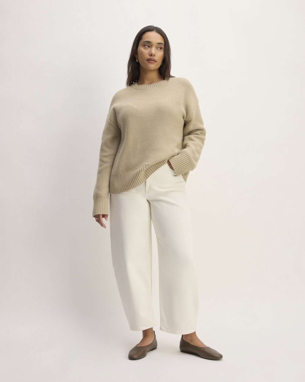 The Cotton Honeycomb Square Crew | Trench Coat Khaki - Image 3