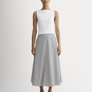 The Midi Skirt in Ultrasoft Cotton | Optic White / Black