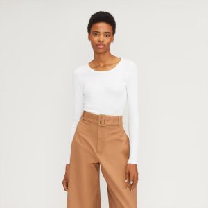 The Supima? Micro Rib Cropped Long-Sleeve Crew | White