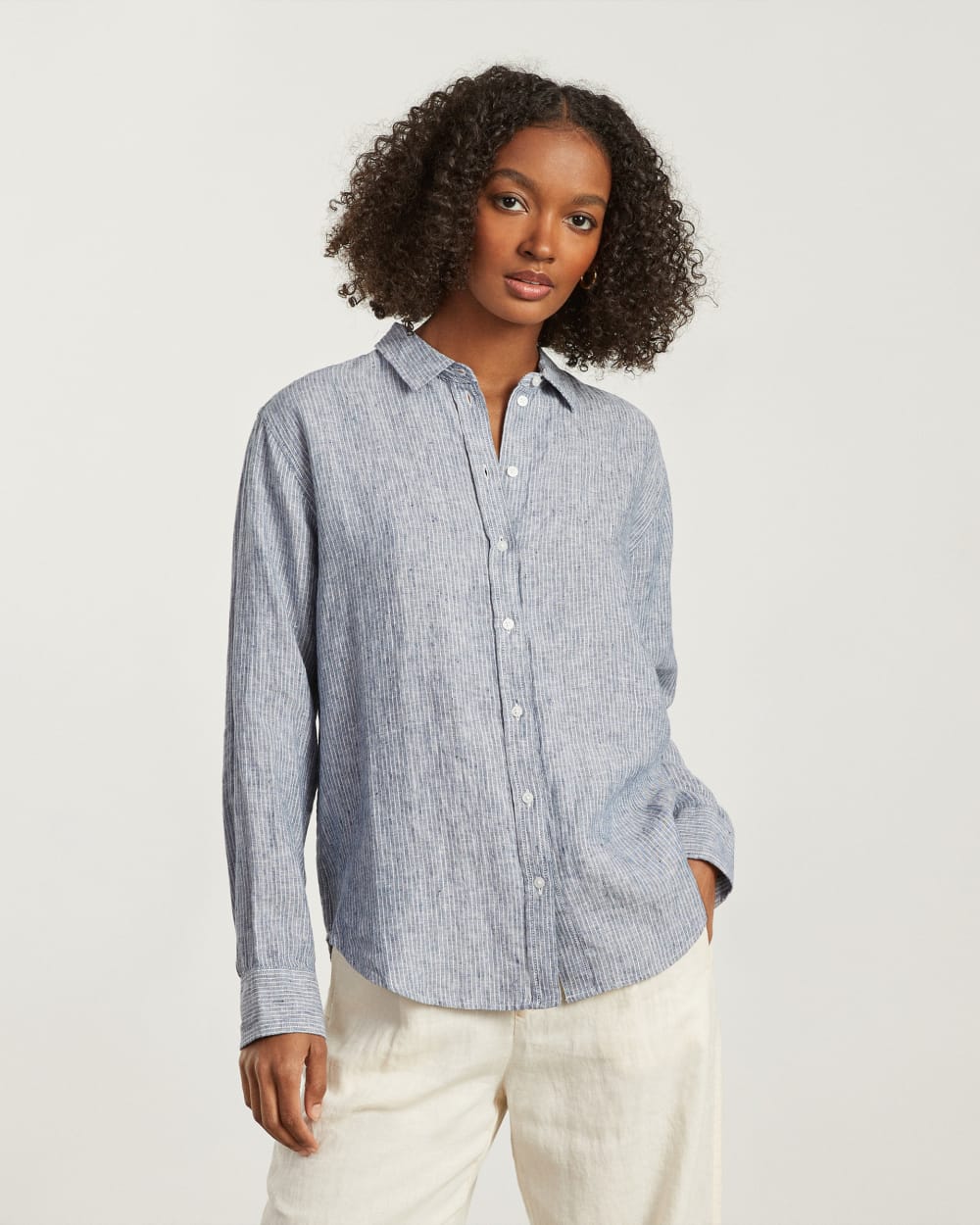 The Must-Have Shirt in Linen | Blue Pinstripe - Image 3