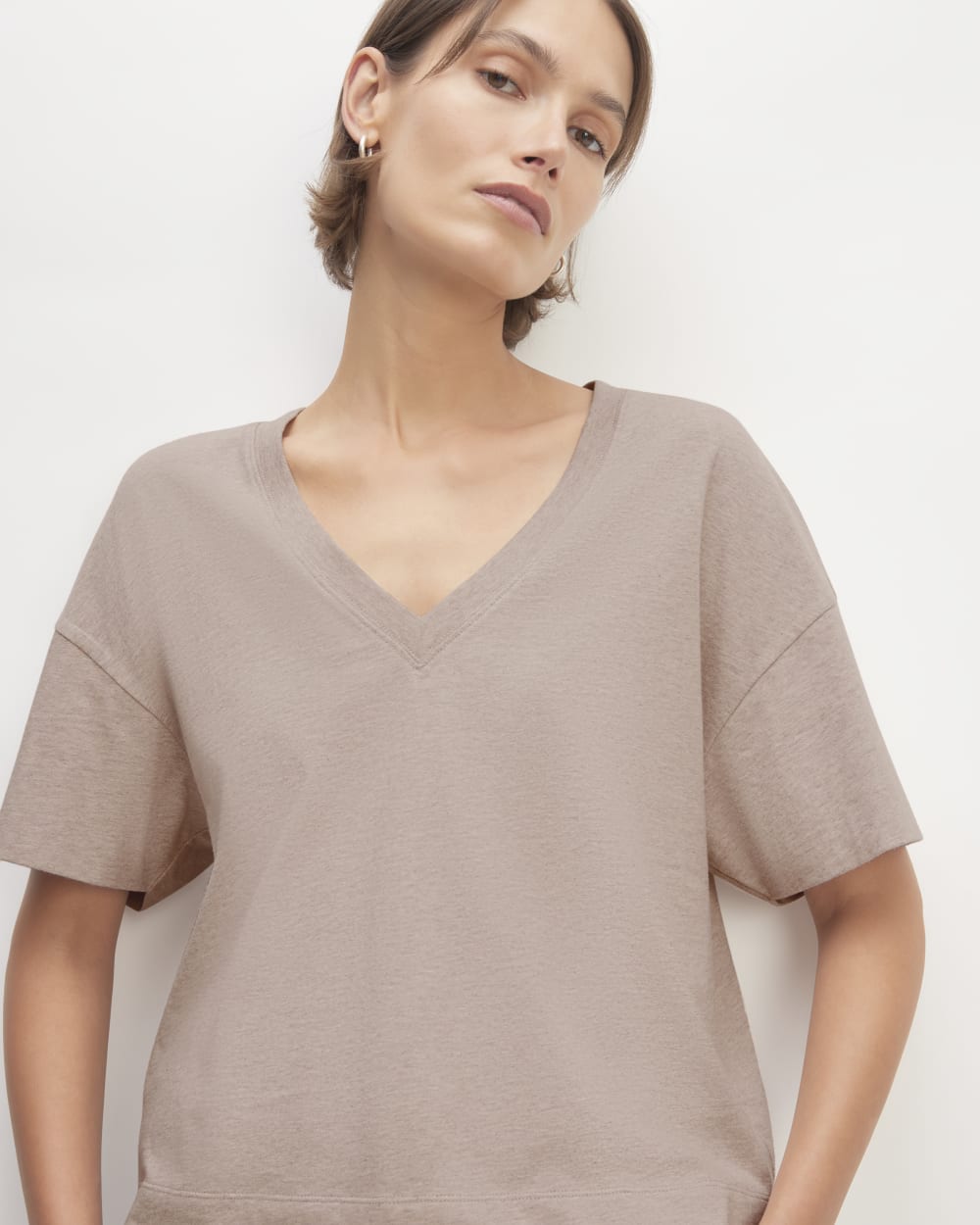 The Organic Cotton Slouchy V-Neck | Burnt Sugar - Image 3
