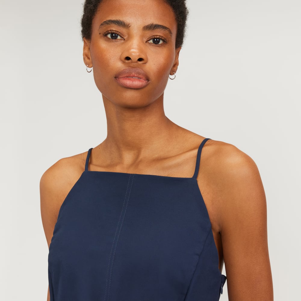 The Structured Cotton Bell Dress | Navy - Image 5