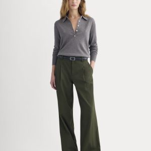 Wide-Leg Trouser in Buttersmooth | Dark Green | 32 Inseam