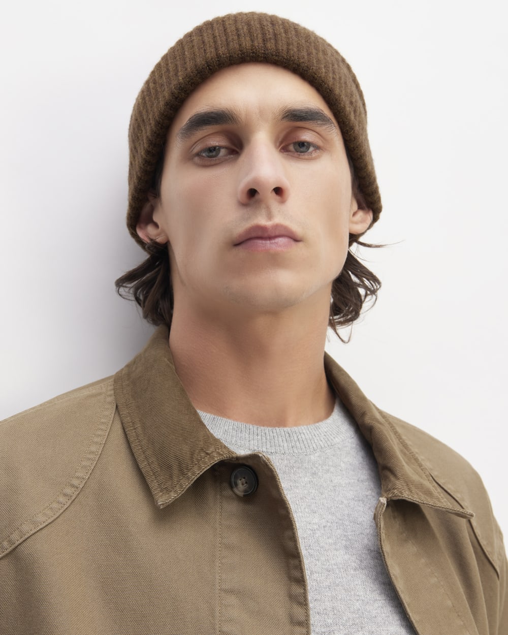 The Cashmere Fine Rib Beanie | Heather Cocoa - Image 5