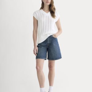 The Long A-Line Denim Short | Dark Indigo