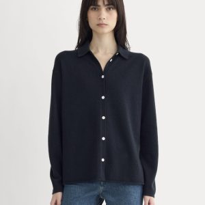 Cashmere Button-Up Shirt | Navy