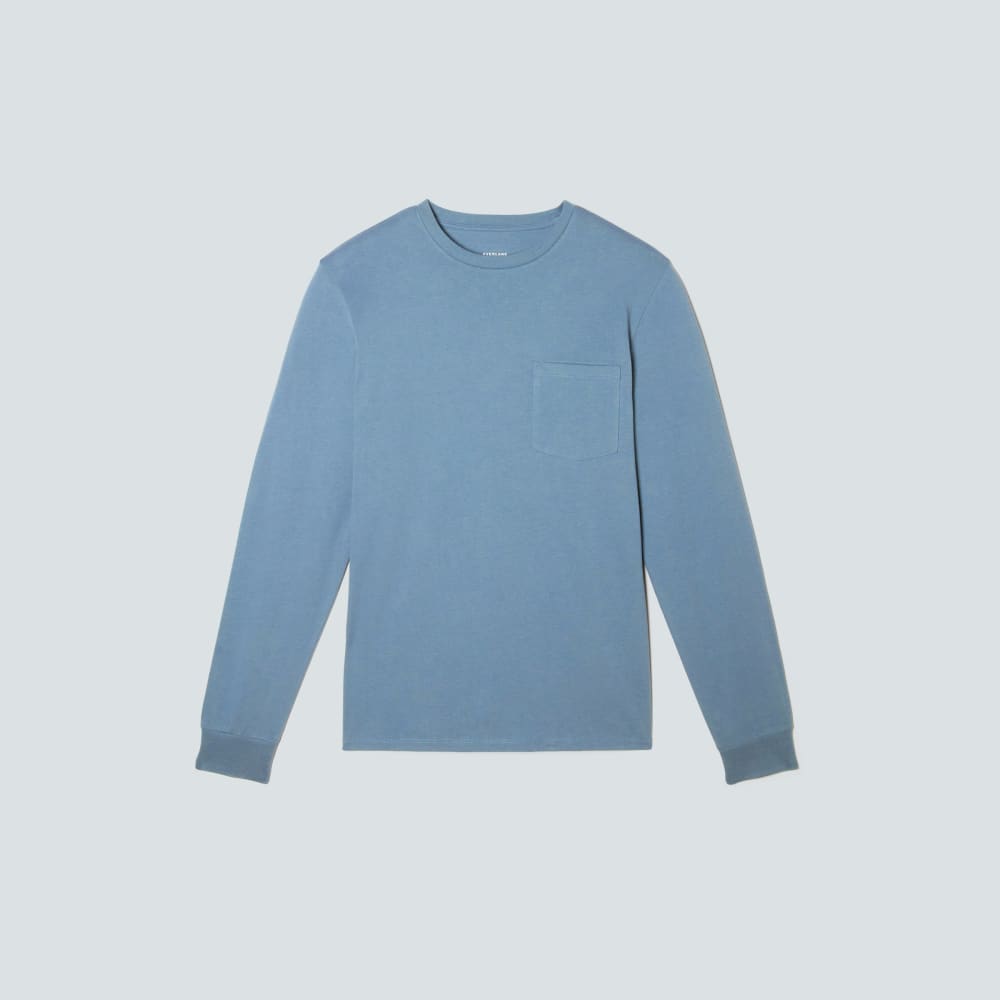 The Organic Cotton Long-Sleeve Pocket Tee | Greyish Blue - Image 2