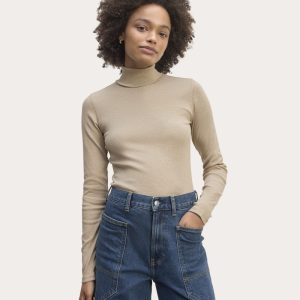 The Luxe Rib Turtleneck | Heathered Tan