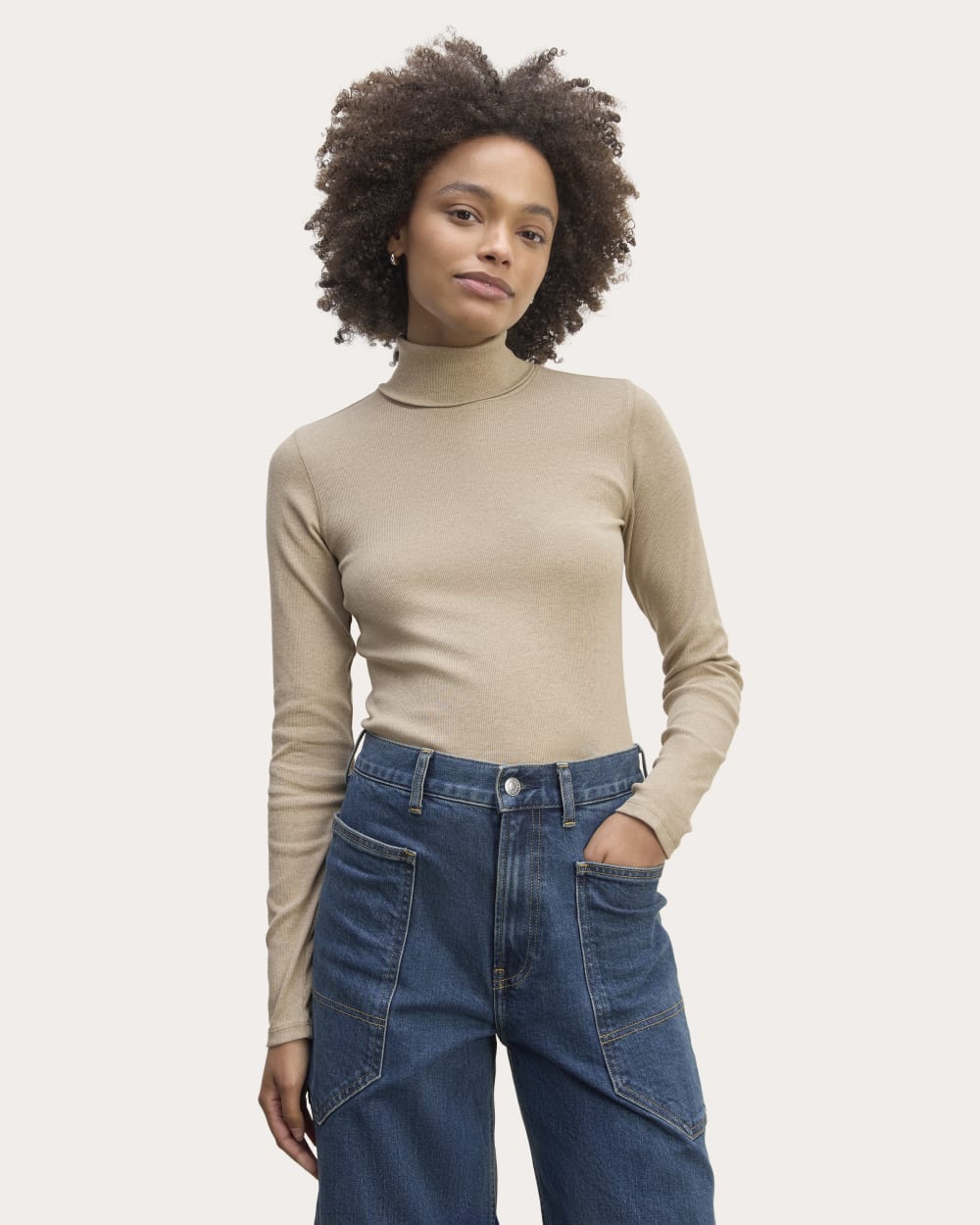 The Luxe Rib Turtleneck | Heathered Tan