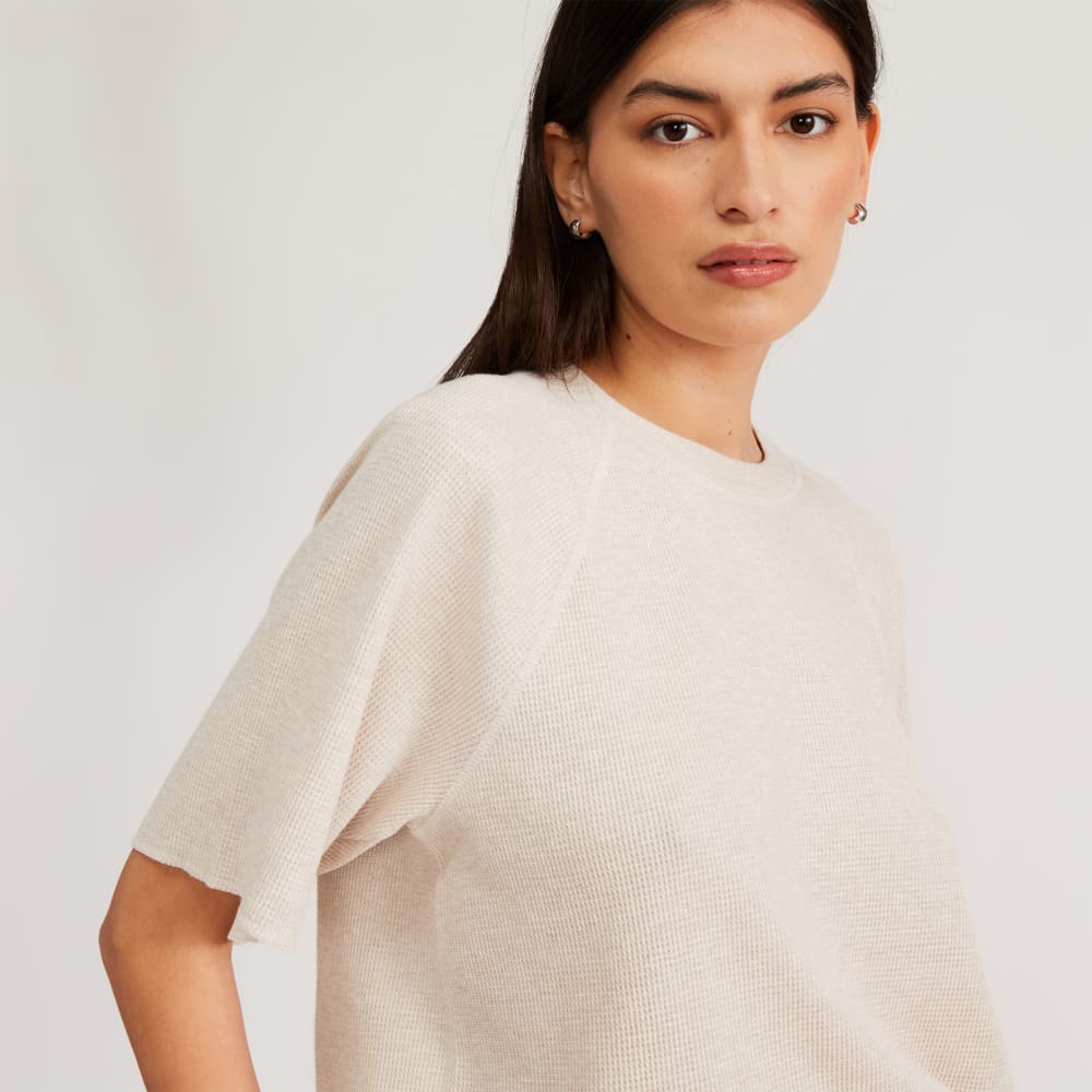 The Organic Cotton Waffle Raglan Tee | Heathered Tan - Image 4