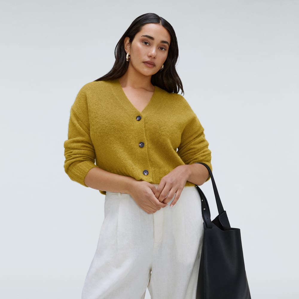 The Alpaca V-Neck Cropped Cardigan | Golden Palm - Image 5