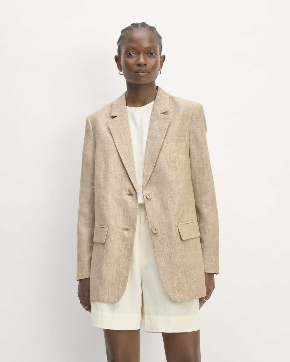 The Oversized Blazer in Linen | Cornstalk Chambray - Image 3