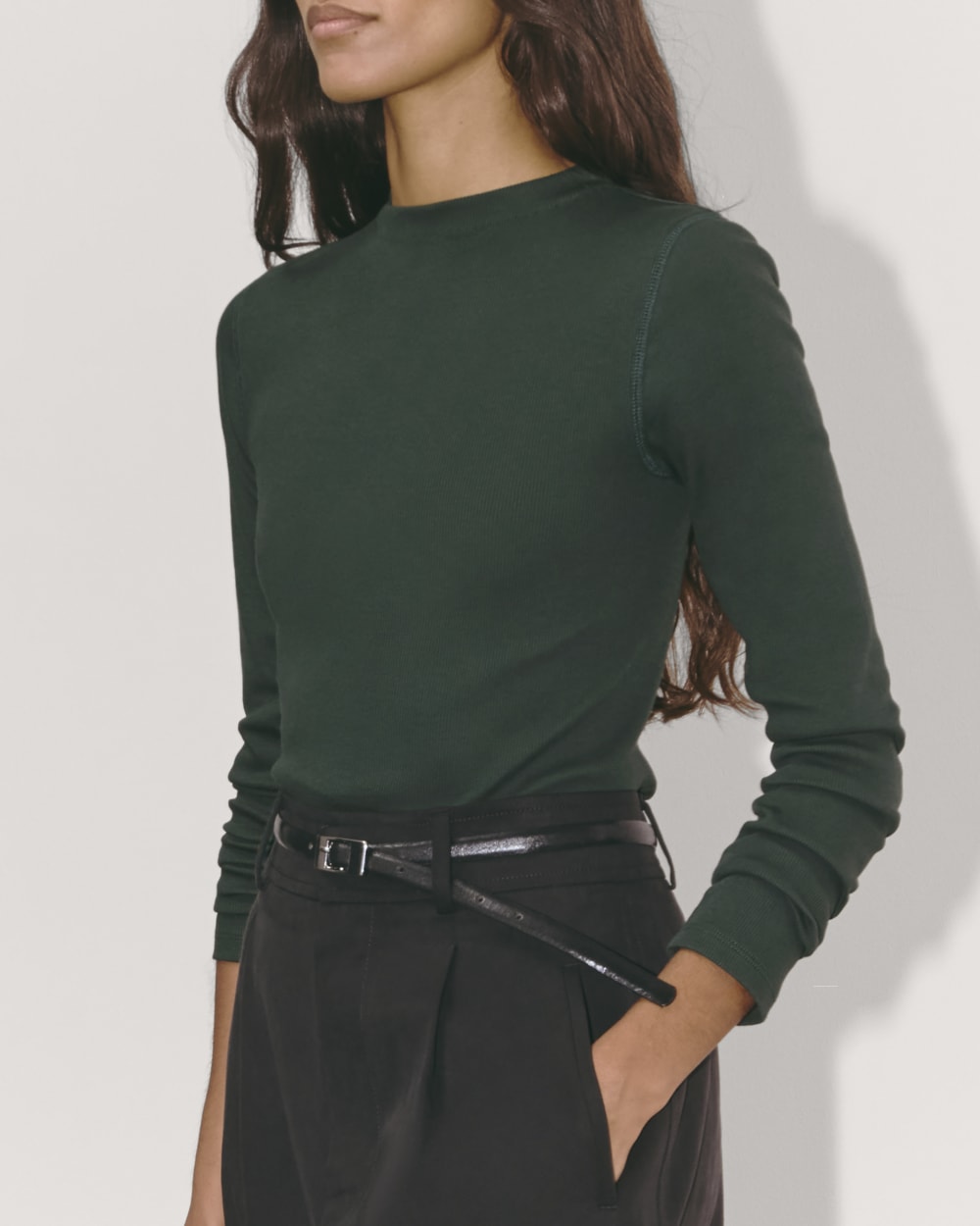 The Luxe Rib Funnel-Neck Tee | Scarab - Image 4