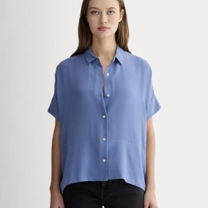 The Boxy Shirt in Washable Silk | French Blue