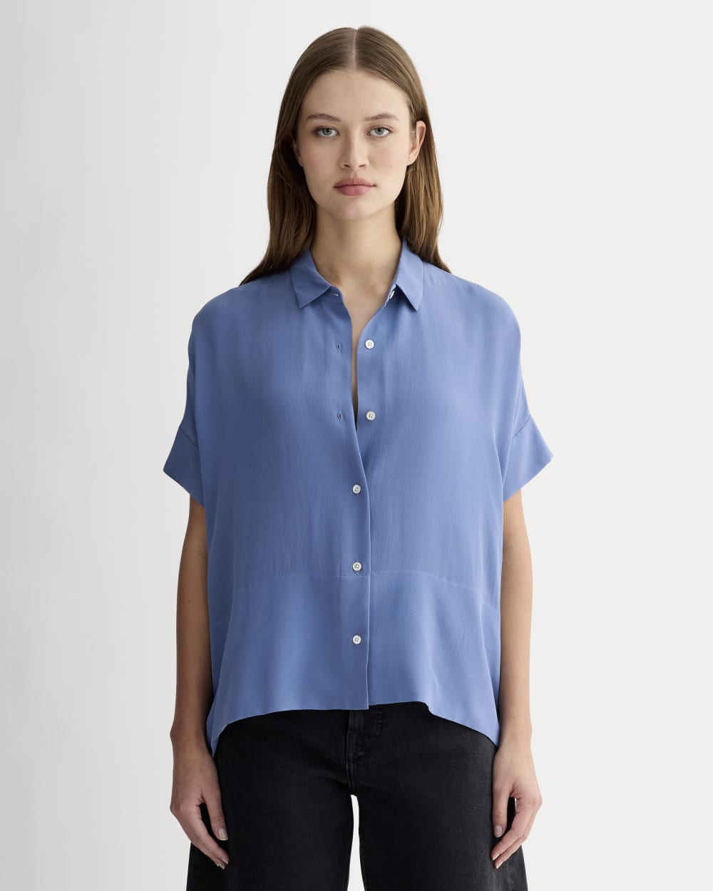 The Boxy Shirt in Washable Silk | French Blue