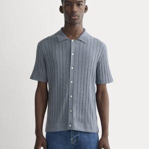 The No-Sweat Button-Down Polo | Heather Sage Blue