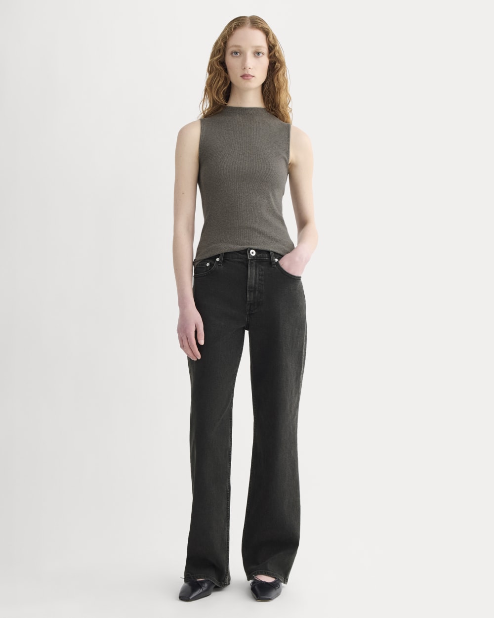 The Luxe Rib Funnel-Neck Tank | Heathered Fatigue - Image 3