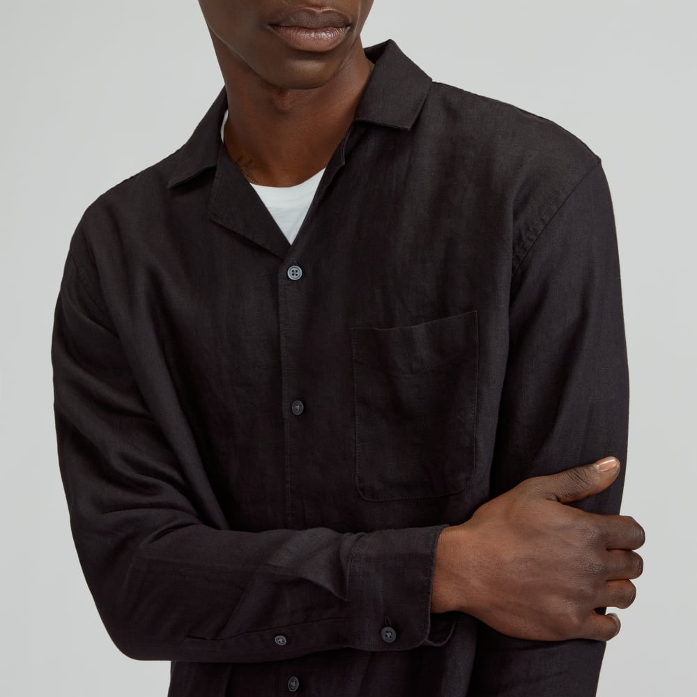 The Relaxed Linen Long-Sleeve Shirt | Black - Image 4