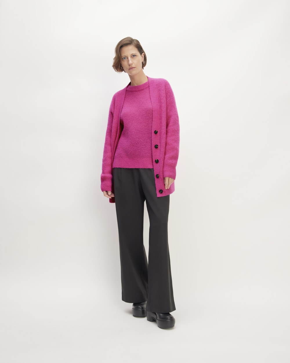 The Alpaca Oversized Cardigan | Fuchsia Pink - Image 3
