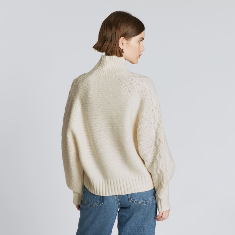 The Felted Merino Cable Sweater | Bone - Image 3