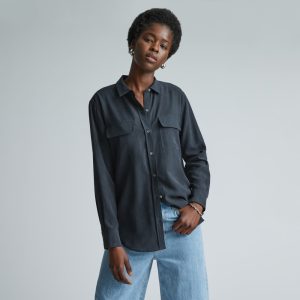 The Washable Silk Relaxed Shirt  | Washed Black