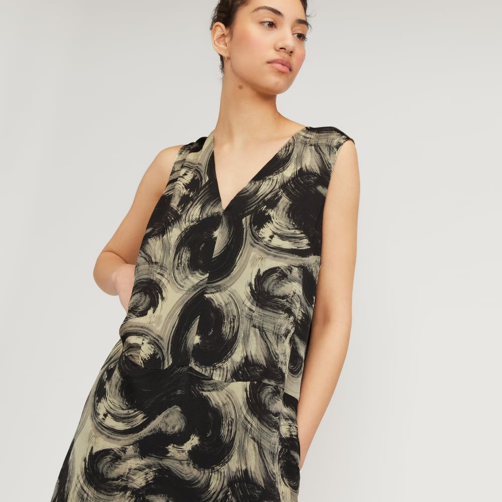 The Satin V-Neck Maxi Dress | Pale Yellow / Black - Image 5